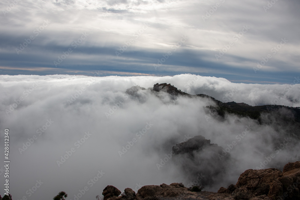 Sea of clouds above the summit of the island of Gran Canaria