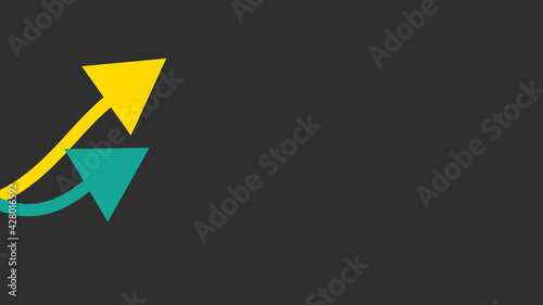 Free Download Two yellow and green arrow move in waves in the frame on dark gray background. Business infographic and study education concept with copy and data space as element for information presentation - GFXLoad
