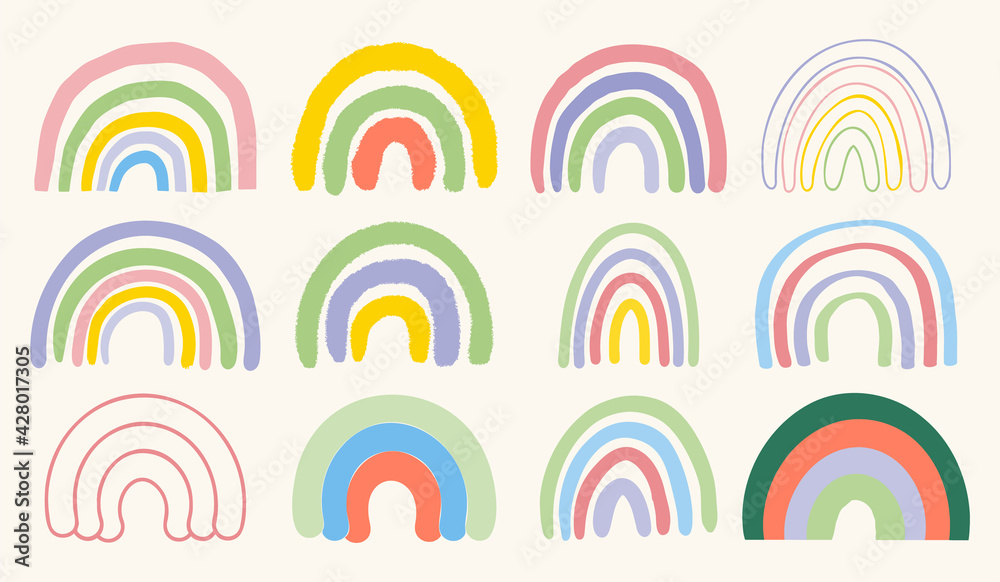Collection of different colorful rainbow illustrations design elements. Collection of different colorful rainbow illustrations design elements.