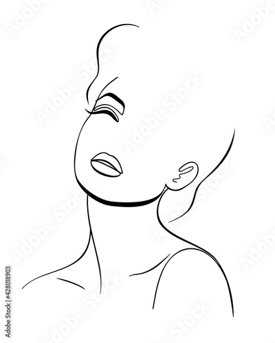 Fashion lineart portrait of young beautiful woman