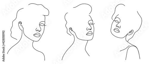 Fashion lineart portraits of young beautiful women