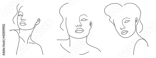 Fashion lineart portraits of young beautiful women
