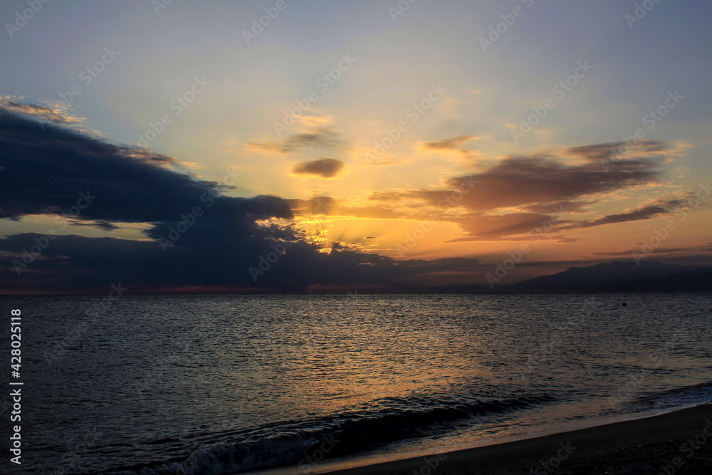 Sunset on the beach in Cabo de Gata, Almeria