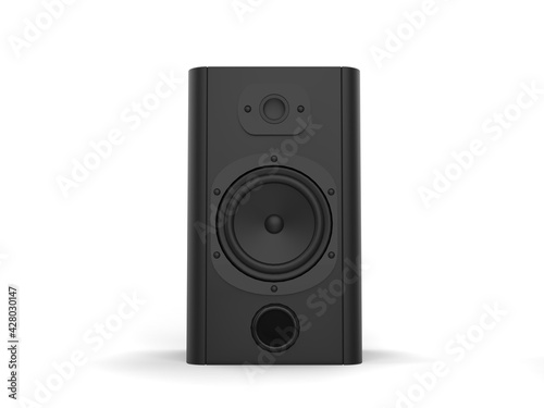 Cool modern matte black bass sub woofer speaker - front view photo