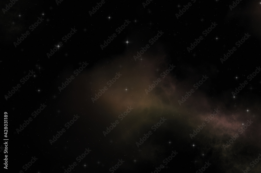 Star field in galaxy space with colorful nebula. Sci fi background of deep space. Ethereal wallpaper.