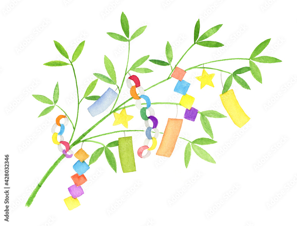 七夕飾りの水彩イラスト Stock Illustration Adobe Stock