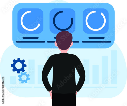 Business analytics in flat concept photo