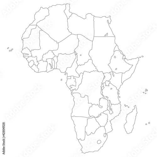 アフリカ大陸の地図 塗り絵 線画