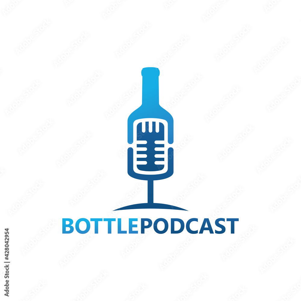 Bottle podcast logo template design
