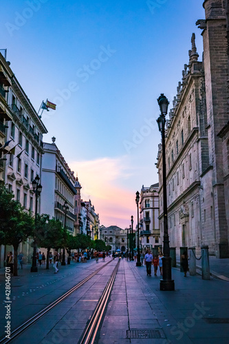 European Street at Sunset