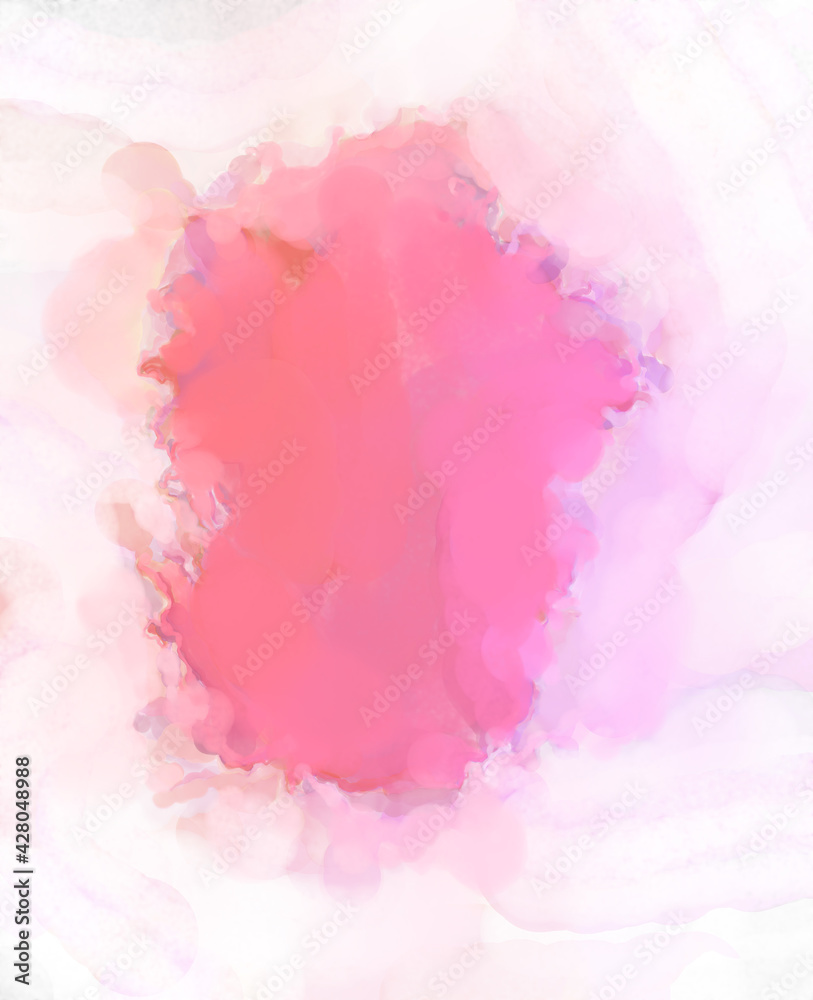 Watercolor abstract painting with pastel colors. Soft color painted illustration of calming composition for poster, wall art, banner, card, book cover or packaging. Modern brush strokes painting.