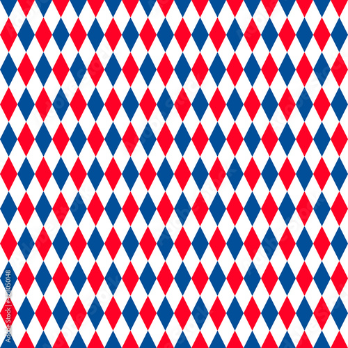 American patriotic seamless pattern. USA traditional background.  Red blue white checkered backdrop. Vector template for fabric, textile, wallpaper, wrapping paper, etc