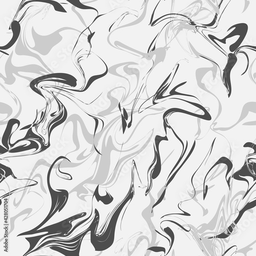 Marble pattern, paint streaks. Abstract seamless pattern. Design for printing on fabric, paper. Ink painting on water. Vector graphics.