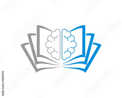 Open the book pages with brain line in the middle