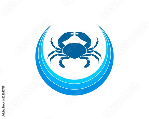 Circle beach wave with crab inside