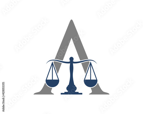 A Letter with scale balance law firm in the middle