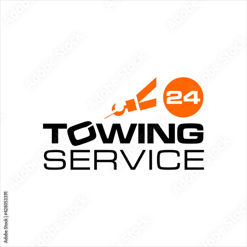 Tow Service Logo Business Template Vector Emergency Vehicle Transportation Graphic Design Ideas