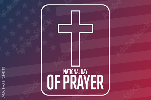 National Day of Prayer. Holiday concept. Template for background, banner, card, poster with text inscription. Vector EPS10 illustration.