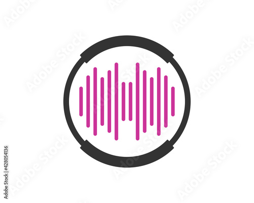 Music sound wave inside the circle logo