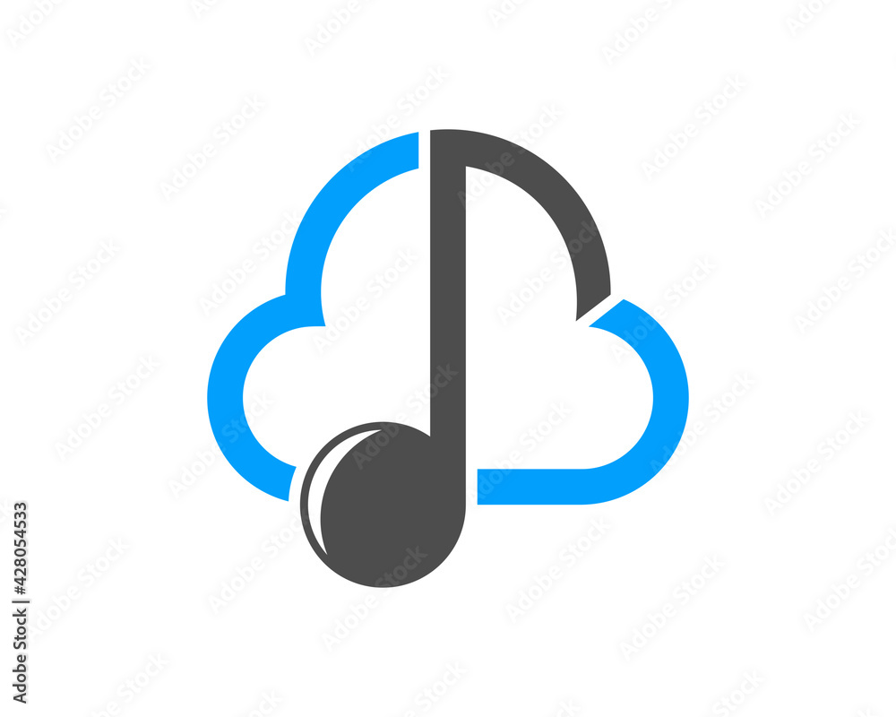 Combination music note with cloud shape logo Combination music note with cloud shape logo
