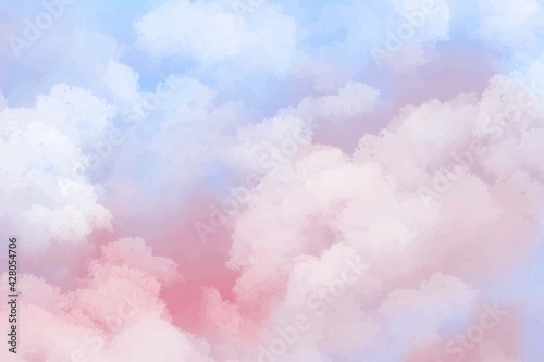 Hand painted watercolor pastel sky cloud background