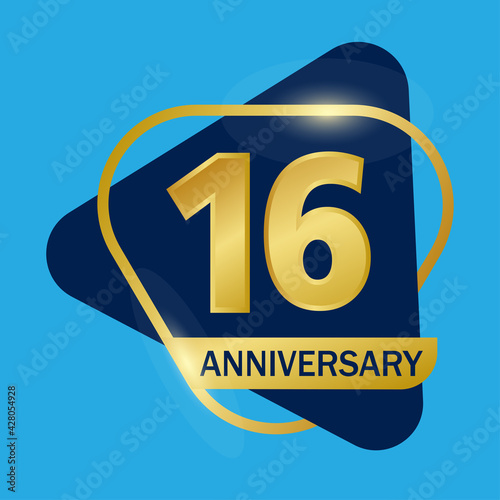 16 years anniversary celebration logo vector template design illustration