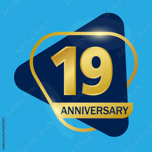 19 years anniversary celebration logo vector template design illustration