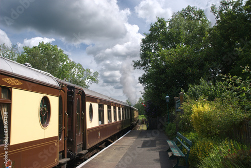 Canvastavla Eerie scene of Bluebell Railway station platform in England on a cloudy day