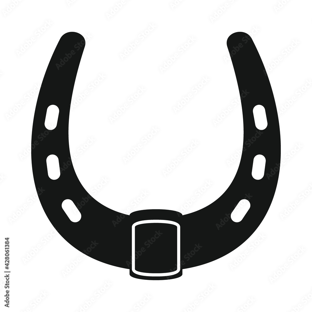Vector big horseshoe black simple icon isolated on white Vector big horseshoe black simple icon isolated on white