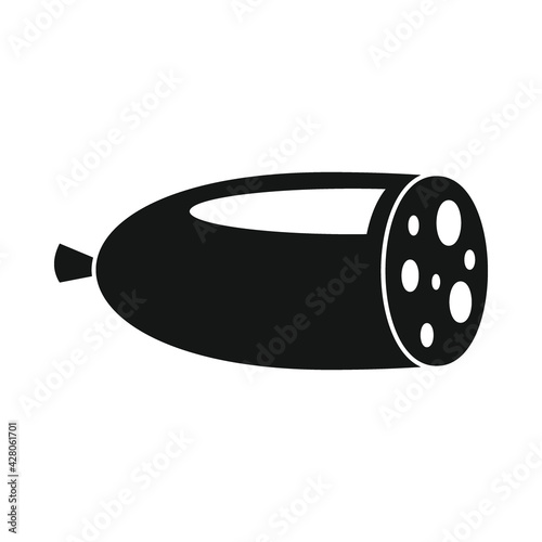Vector piece of sausage black simple icon isolated