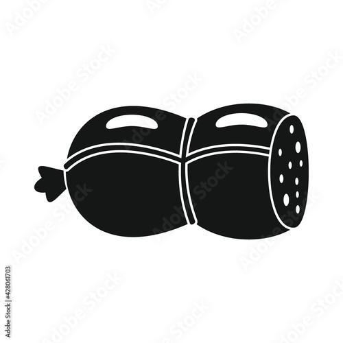 Vector raw smoked sausage black simple icon