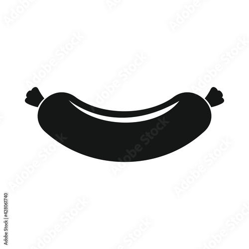 Vector sausage black simple icon isolated on white