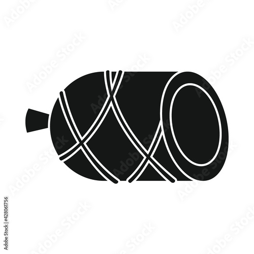 Vector smoked sausage black simple icon isolated
