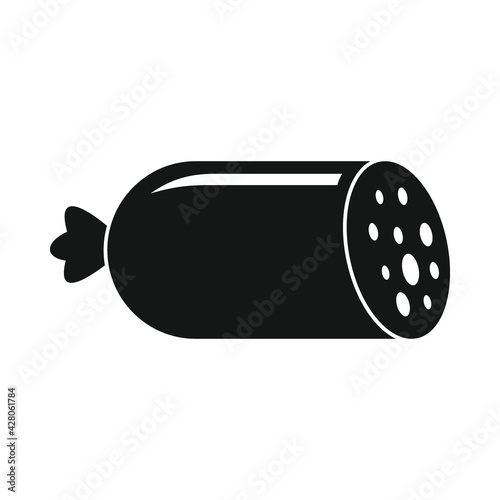 Vector salami sausage black simple icon isolated