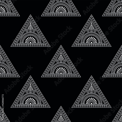 Vector floral pattern with geometrical shapes
