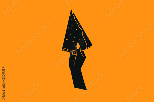 Russian pancake in hand. Vector