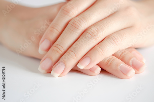 Close-Up fingernail of women, Concept of health care of the fingernail. photo
