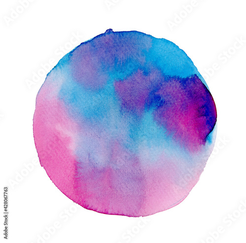 Abstract watercolor hand painting in circle shape for the text message background. Colorful splashing in the paper. Perfect for branding, greetings, websites, digital media, invites, weddings.
