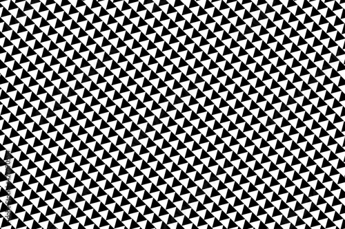 Patrón geométrico básico de hileras de triángulos blancos diagonales con efecto negativo en negro