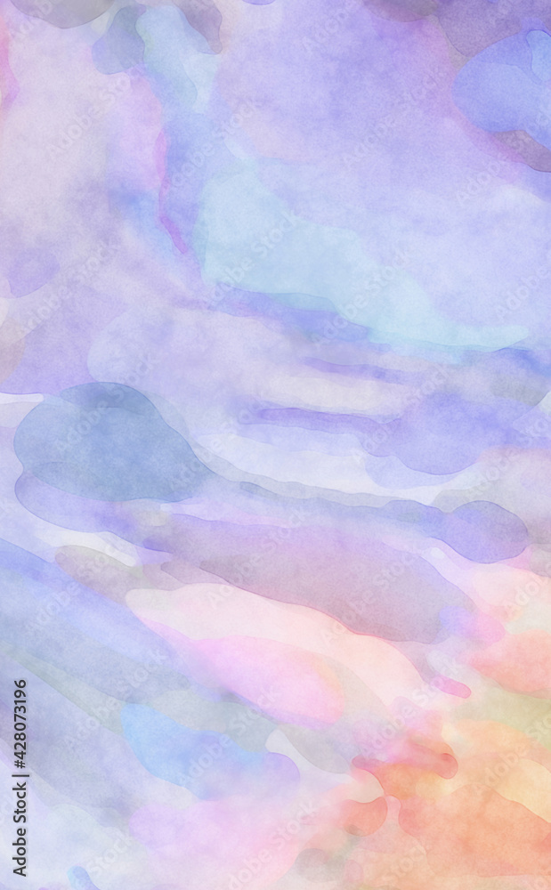 Fototapeta premium Modern painting of soothing brush strokes resembling alcohol inks. Watercolor abstract painting with pastel colors for poster, wall art, banner, card, book cover or packaging.