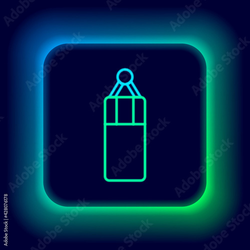 Glowing neon line Punching bag icon isolated on black background. Colorful outline concept. Vector