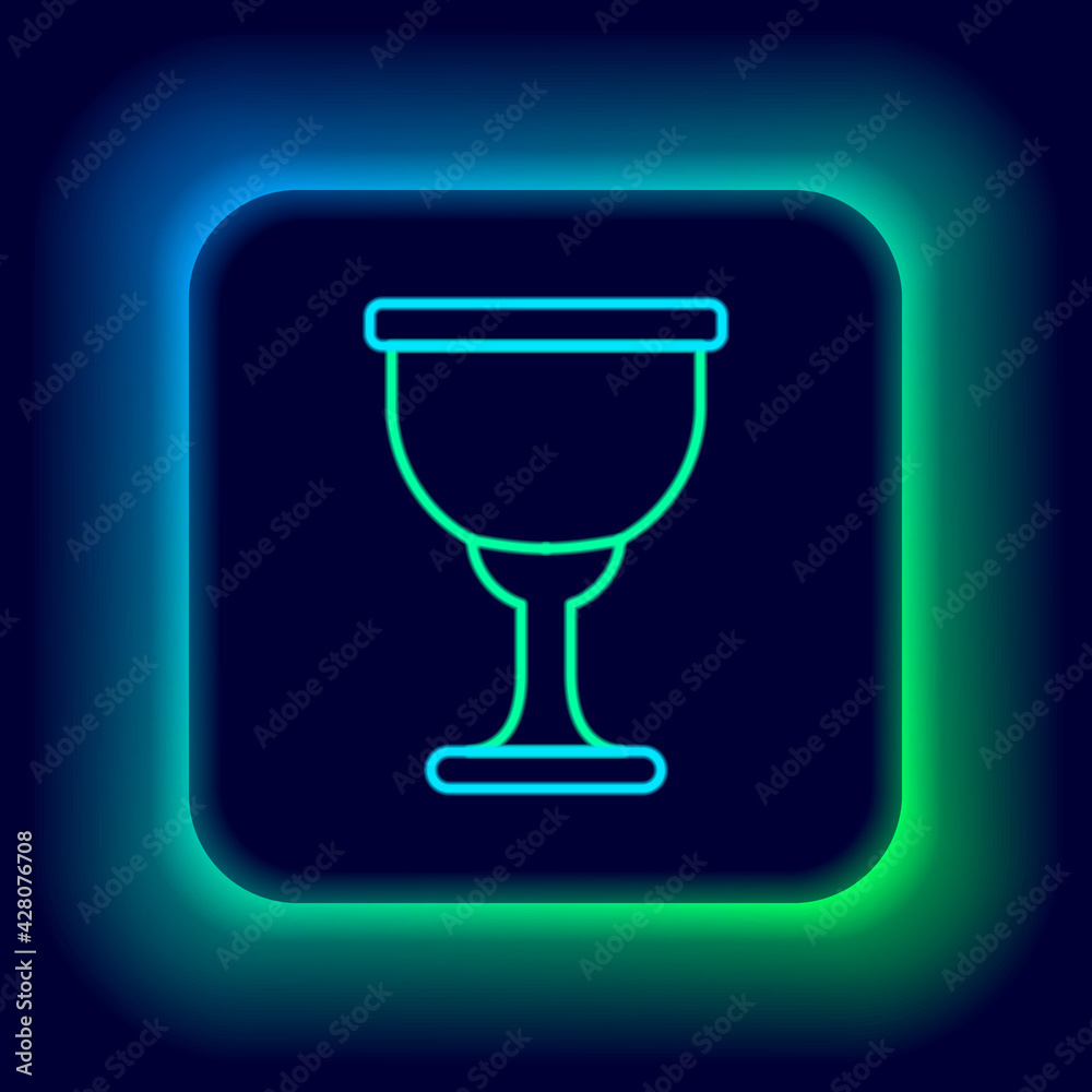 Glowing neon line Holy grail or chalice icon isolated on black background. Christian chalice. Christianity icon. Colorful outline concept. Vector Glowing neon line Holy grail or chalice icon isolated on black background. Christian chalice. Christianity icon. Colorful outline concept. Vector