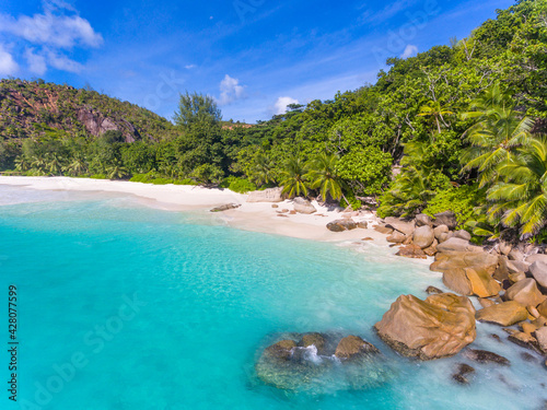 Anse Georgette is a beautiful beach on Praslin island, Seychelles