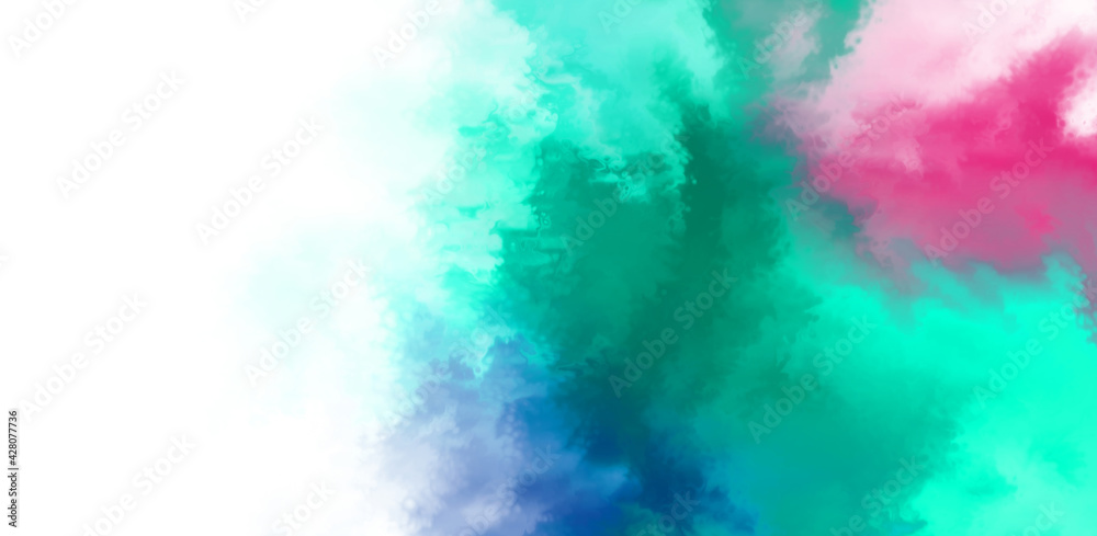 Fototapeta premium Abstract colorful watercolor on white background. Digital art painting.