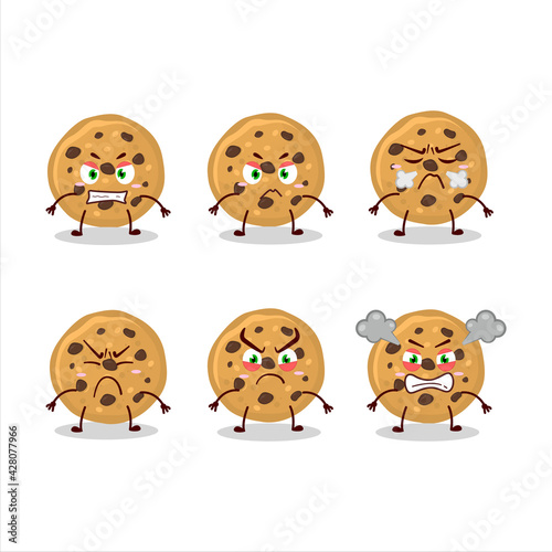 Biscuit cartoon character with various angry expressions