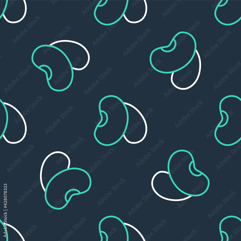 Line Beans icon isolated seamless pattern on black background. Vector