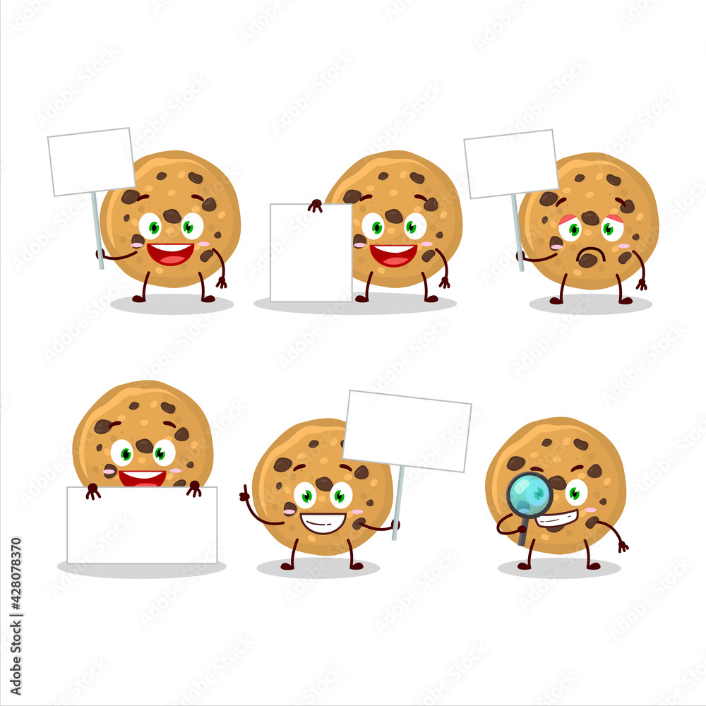 Biscuit cartoon in character bring information board Biscuit cartoon in character bring information board