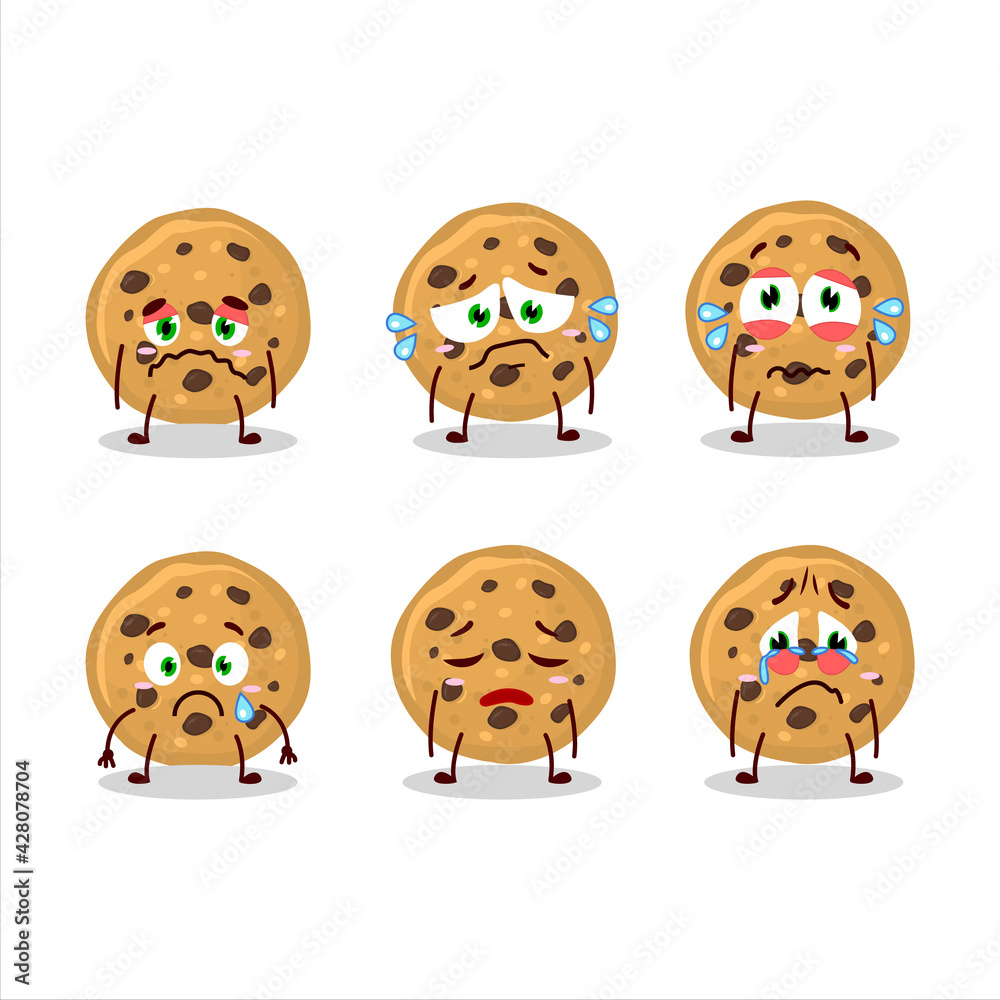 Biscuit cartoon in character with sad expression Biscuit cartoon in character with sad expression