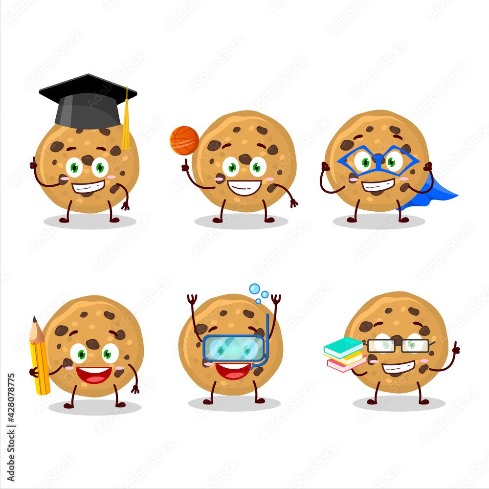 School student of biscuit cartoon character with various expressions