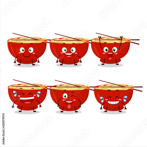 Cartoon character of bowl of noodles new with smile expression